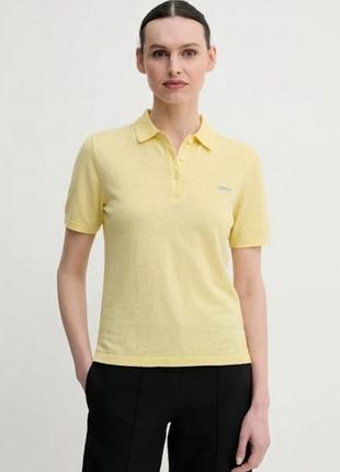 Женская футболка поло dkny желтого цвета состав коттон размер l/48