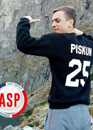 Именной свитшот толстовка кофта регланн с вашим любимым номером 25 и фамилией piskun именем андрей xl, черный