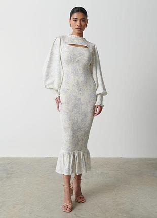 Pretty lavish сукня міді біла святкова обтисла m-l