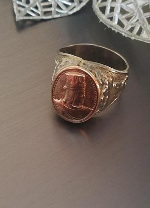 Вінтажний чоловічий перстень-печатка  із копією вірменської монети царя тиграна ii великого