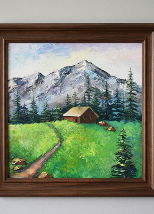 Горный пейзаж, оргалит,30х30см