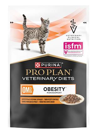 Блок (10 шт.) влажный диетический корм pro plan veterinary diets om obesity management st/ox для взрослых кошек для снижения