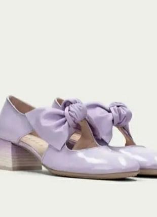 Лавандовые lilac кожаные лаковые градиент  туфли hispanitas  с бантом /0000h/