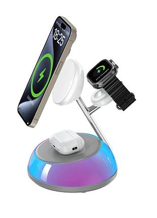 Бездротова зарядна станція wiwu wi-w036 aurora 3 в 1, 15w, white