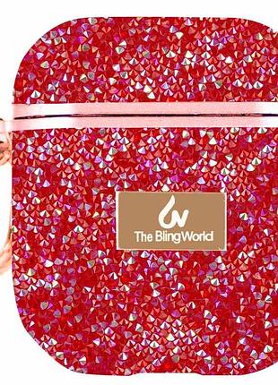 Tpu чехол bling world rock diamond для наушников airpods 1/2 красный