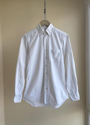 Чоловіча біла оксфорд сорочка з довгим рукавом drakes easyday ocbd oxford cotton cloth button down long sleeve shirt 15 38 s