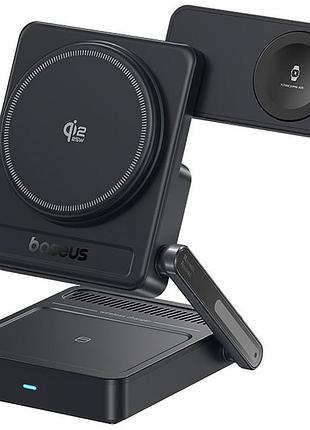Зарядна станція baseus picogo af21 portable 3 в 1, qi2.2, 35w + зарядний пристрій 45w, cosmic black