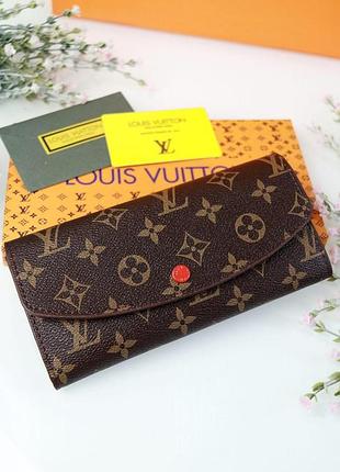 Гаманець louis vuitton коричневий + червона вставка (червоний велюр)