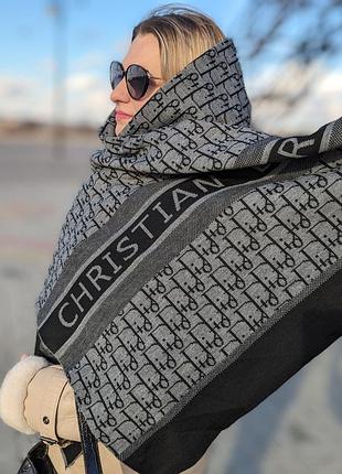 Двосторонній шарф cristian dior темно-сірий