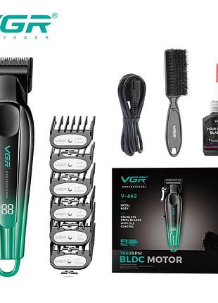 Аккумуляторная машинка для стрижки vgr v-662. цвет: зеленый