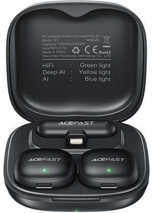 Петличний бездротовий мікрофон acefast r1 dual-mic lightning black