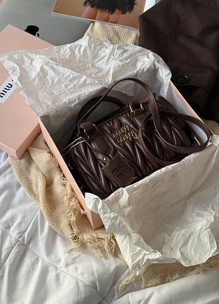 Miu miu arcadie matelassé nappa leather bag brown [оригинальная коробка]