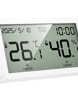 Електронний термогігрометр + годинник hoco hx42 indoor white