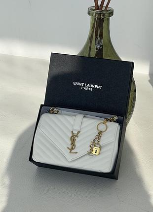 Сумка saint laurent college medium - premium белое золото