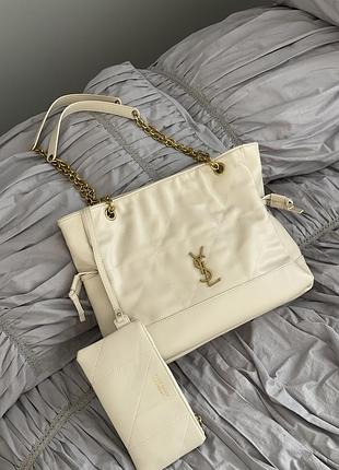Сумка saint laurent jamie in leather молочный