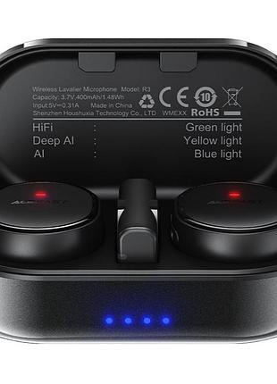 Петличный беспроводной микрофон acefast r3 dual-mic type-c black