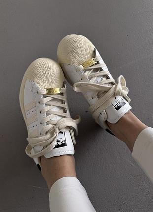 Adidas superstar | white / beige logo premium (3)