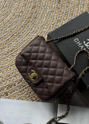 Сумка женская chanel мини - люксовая качество шоколадный