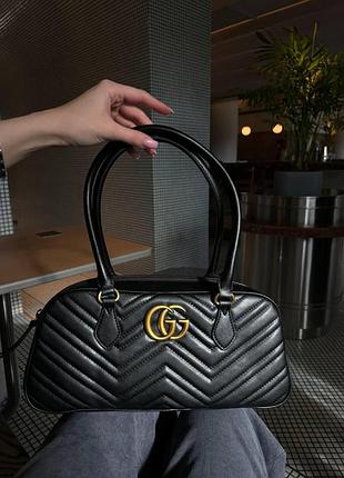Gucci marmont medium top handle bag black/gold [коробка магніт]