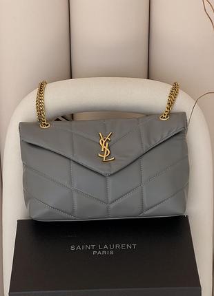 Сумка yves saint laurent loulou puffer medium сірий