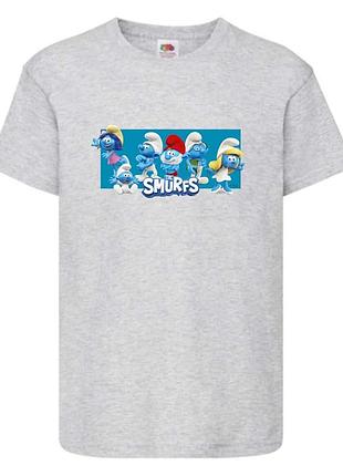 Футболка смурфики (smurfs 0011) серая, 104-116-128-140-152-164 размер