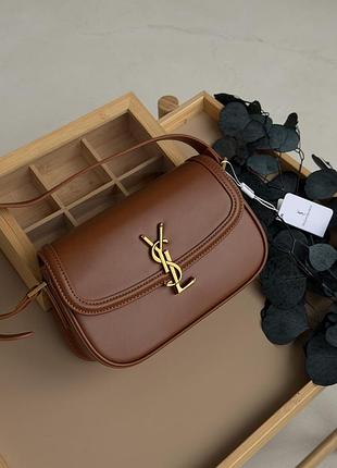 Женская сумка saint laurent solferino medium leather shoulder bag светло-коричневый