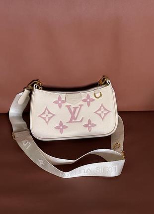 Сумка louis vuitton bolsa easy pouch on strap молочний