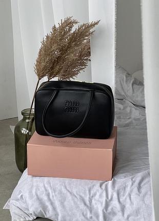 Сумка miu miu leather beau bag черная