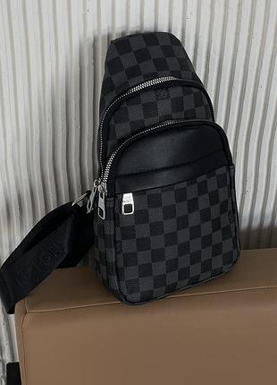 Мужская сумка слюнг через плечо louis vuitton черно-серый
