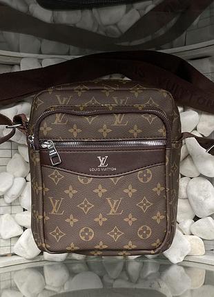 Мужская сумка мессенджер через плечо louis vuitton коричневый