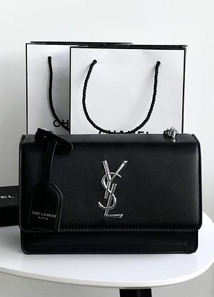 Женская сумочка клатч saint laurent гладкая черный
