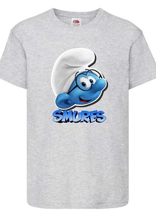 Футболка смурфики (smurfs 004) серая, 104-116-128-140-152-164 размер