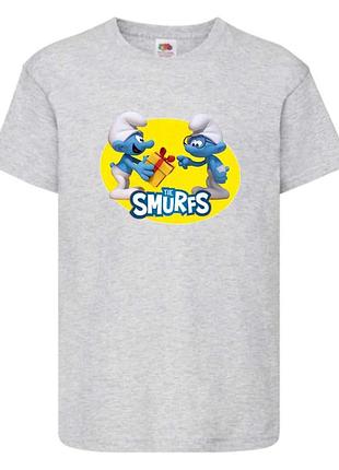 Футболка смурфики (smurfs 0012) серая, 104-116-128-140-152-164 размер
