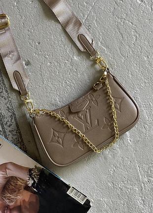 Сумка louis vuitton bolsa easy pouch on strap бежевий