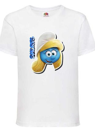 Футболка смурфики (smurfs 005) белая, 104-116-128-140-152-164 размер