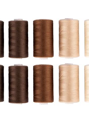 Набор универсальных швейных ниток crelando® sf-brown 10 шт × 500 м