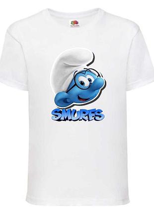 Футболка смурфики (smurfs 004) белая, 104-116-128-140-152-164 размер