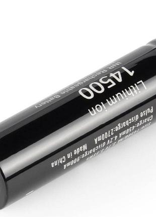 Аккумулятор 14500/aa литий-ионный (li-ion) soshine 14500-3.7-900 button top, 900mah, 1.8a, 4.2/3.7/2.8v, black