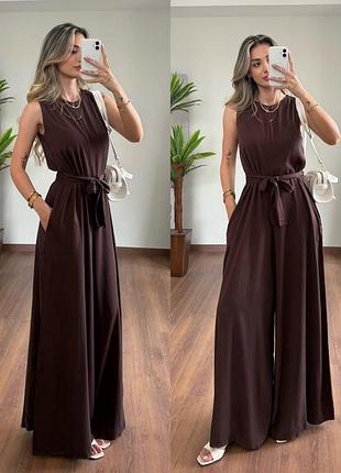 Женский комбинезон со штанами (из софт) l-xl, шоколад