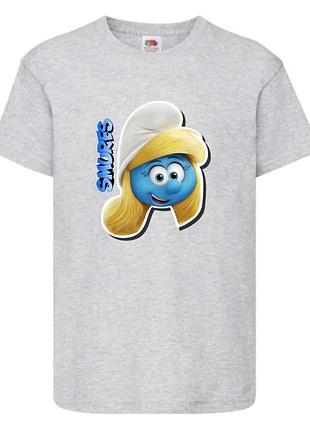 Футболка смурфики (smurfs 005) серая, 104-116-128-140-152-164 размер
