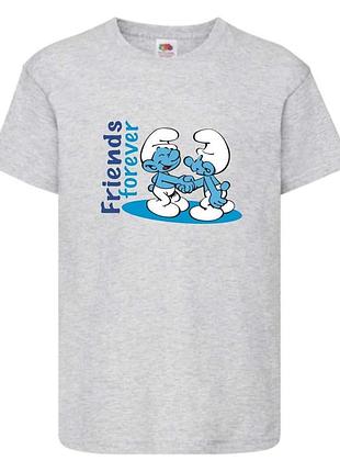 Футболка смурфики (smurfs 009) серая, 104-116-128-140-152-164 размер