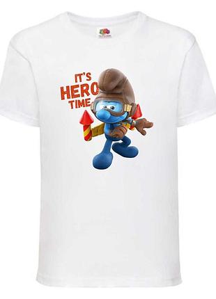 Футболка смурфики (smurfs 008) белая, 104-116-128-140-152-164 размер