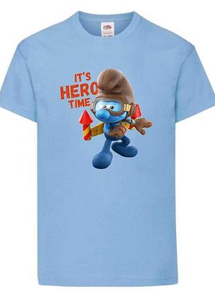 Футболка смурфики (smurfs 008) светло голубая, 104-116-128-140-152-164 размер