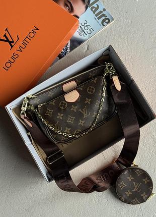 Сумочка 3 в 1 louis vuitton multi pochette bag корич.+коричневий