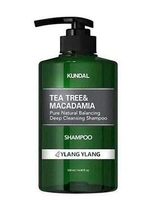Шампунь балансуючий "іланг-іланг" kundal tea tree & macadamia deep cleansing shampoo ylang-ylang 500ml