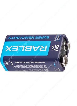 Батарейка солевая rablex 6f22 9v, крона, трей