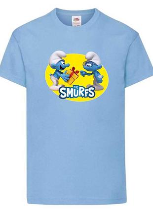 Футболка смурфики (smurfs 0012) светло голубая, 104-116-128-140-152-164 размер
