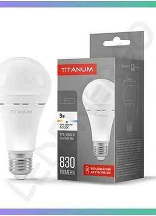 Аккумуляторная led лампа titanum a68 9w e27 4000k для аварийного освещения 220v