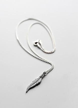 Серебряное колье перо 3