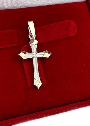 Серебряный крестик с золотом